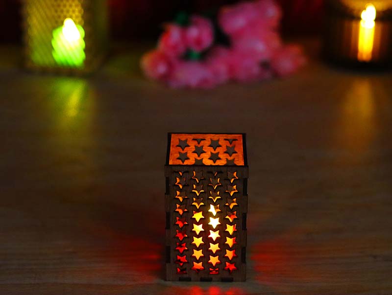 Laser Cut Tealight Box Candle Holder Christmas Decor