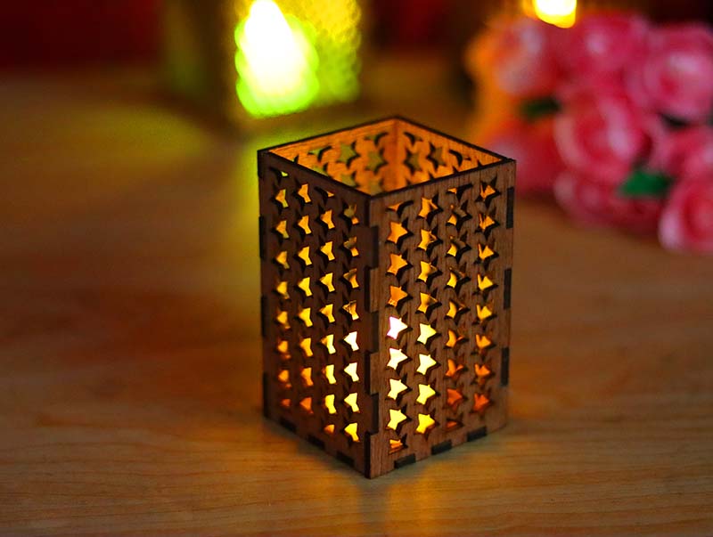 Laser Cut Tealight Box Candle Holder Christmas Decor