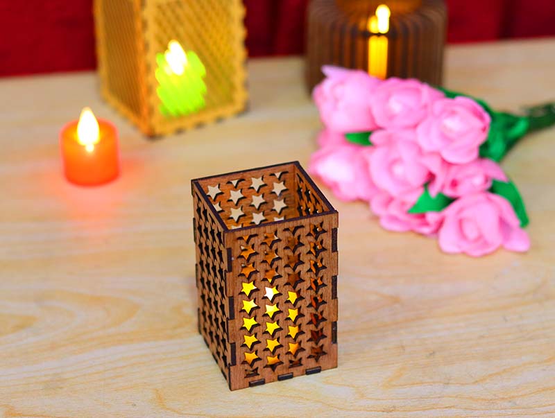 Laser Cut Tealight Box Candle Holder Christmas Decor