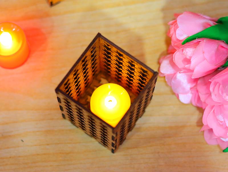 Laser Cut Tealight Box Candle Holder Christmas Decor