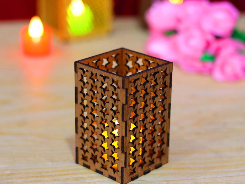 Laser Cut Tealight Box Candle Holder Christmas Decor