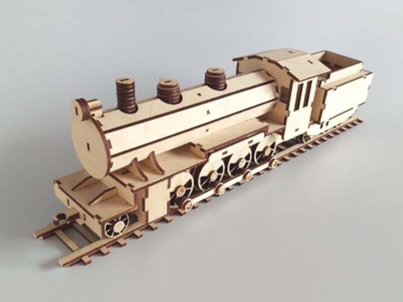 Laser Cut Steam Train with its Tender 3D Puzzle Model Vector File
