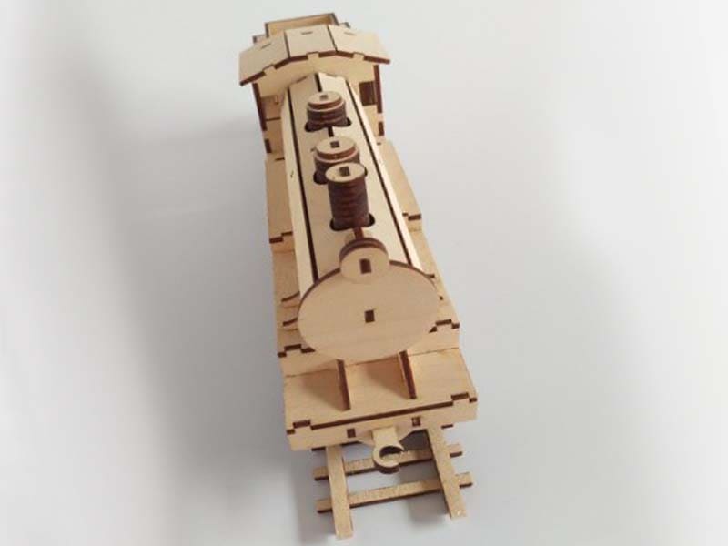 Laser Cut Steam Train with its Tender 3D Puzzle Model Vector File