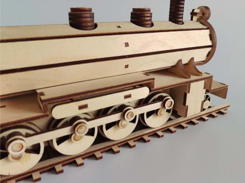 Laser Cut Steam Train with its Tender 3D Puzzle Model Vector File