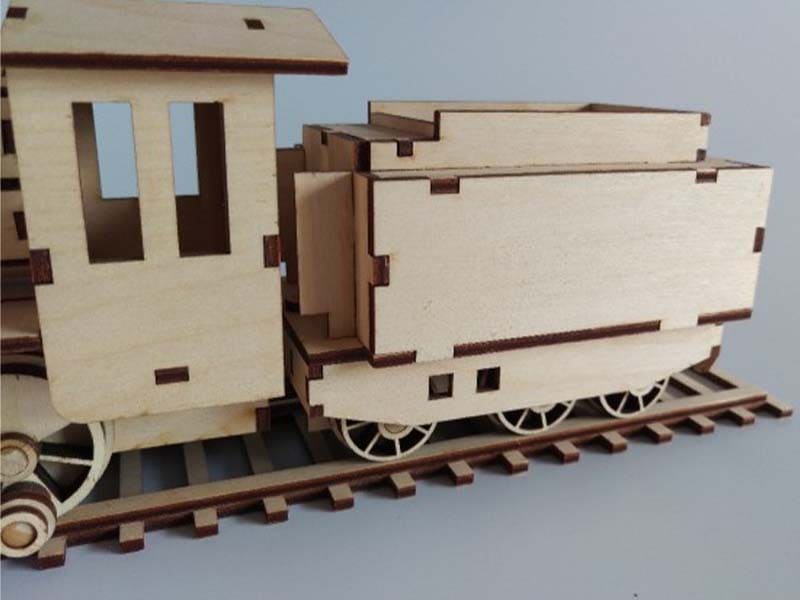 Laser Cut Steam Train with its Tender 3D Puzzle Model Vector File