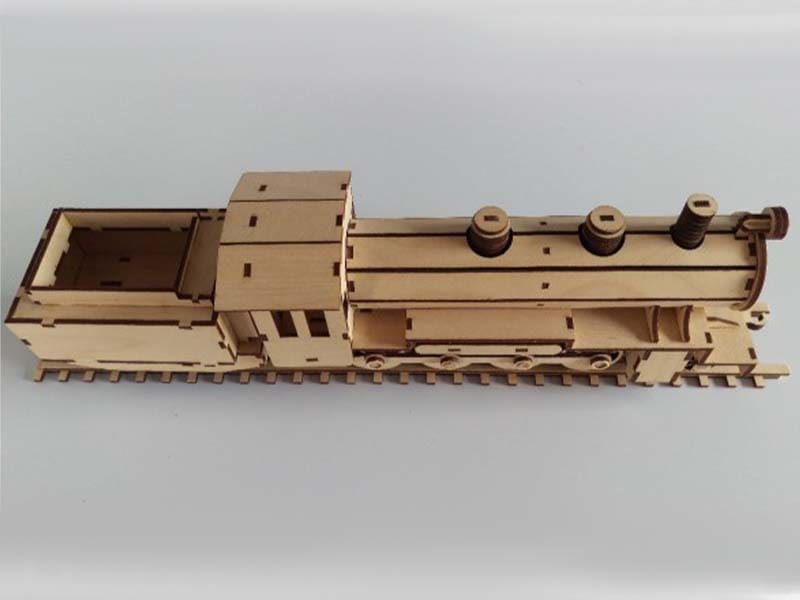 Laser Cut Steam Train with its Tender 3D Puzzle Model Vector File