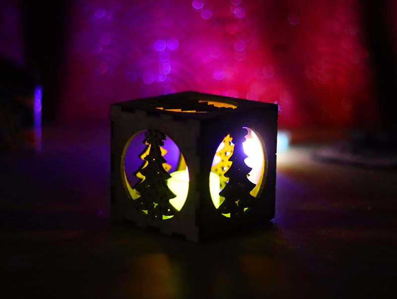 Laser Cut LED Tealight Lantern Wooden Tea Light Holder