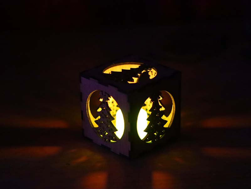 Laser Cut LED Tealight Lantern Wooden Tea Light Holder