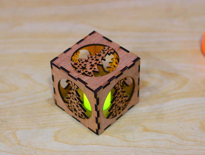 Laser Cut LED Tealight Lantern Wooden Tea Light Holder