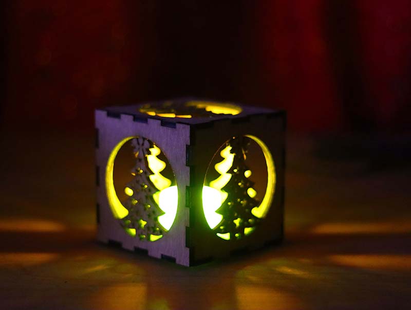 Laser Cut LED Tealight Lantern Wooden Tea Light Holder