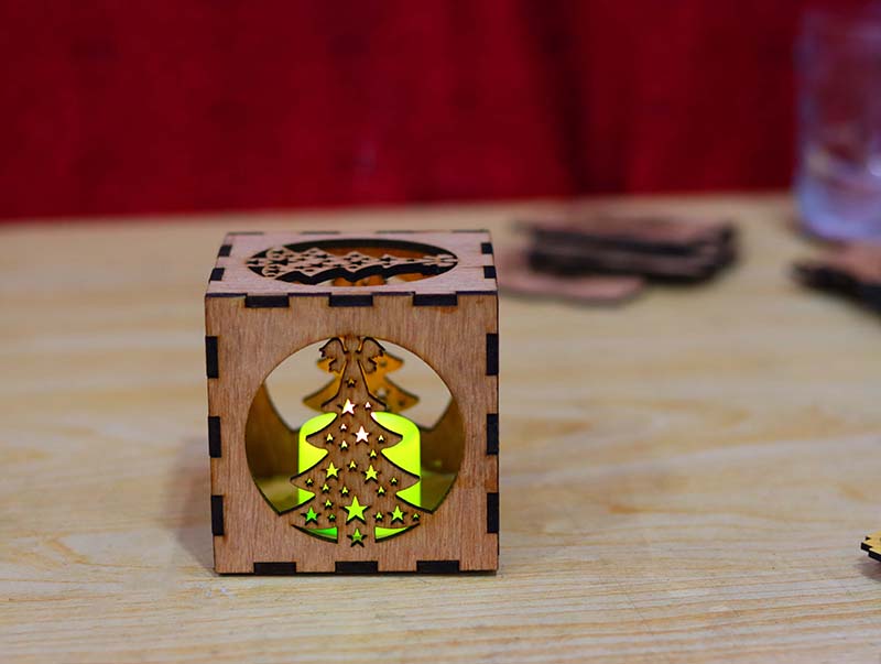 Laser Cut LED Tealight Lantern Wooden Tea Light Holder