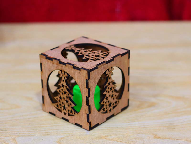 Laser Cut LED Tealight Lantern Wooden Tea Light Holder