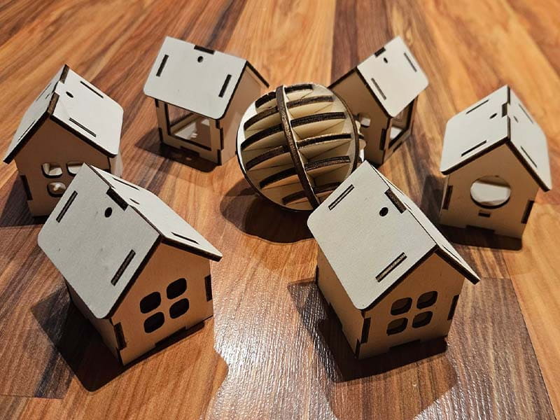 Laser Cut Miniature House Wooden Toy House Tealight House Model