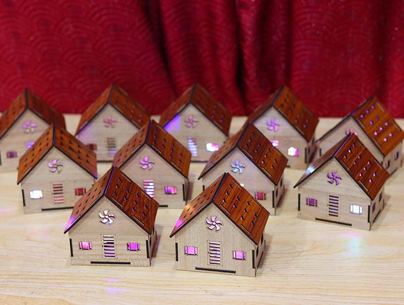 Laser Cut Tealight House Christmas Decoration LED Lamp Design