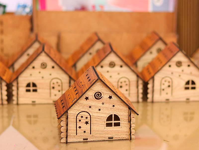 Laser Cut Tea Light Lantern Tealight House Model LED Candle Holder