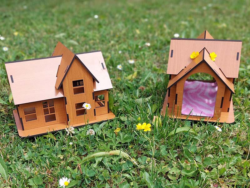Laser Cut Dollhouse Plans Wooden House Template Vector File