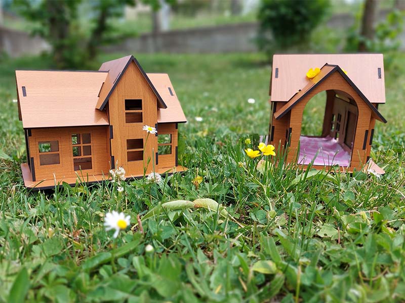 Laser Cut Dollhouse Plans Wooden House Template Vector File