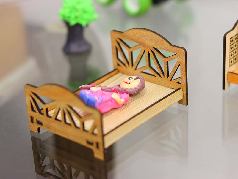 Laser Cut Dollhouse Furniture Template Miniature Bed Design