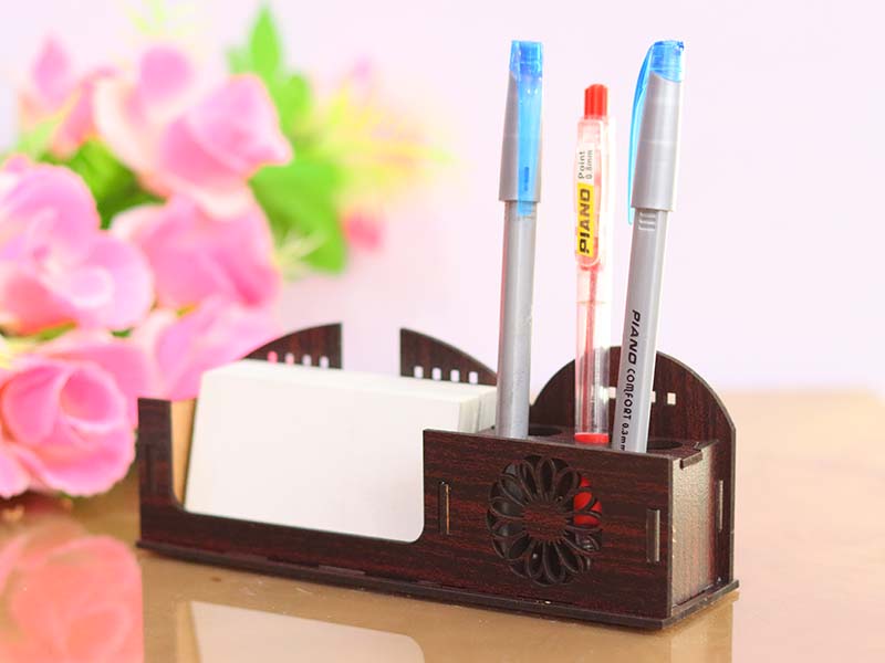 Laser Cut Desk Organizer Pen Stand Visiting Card Holder