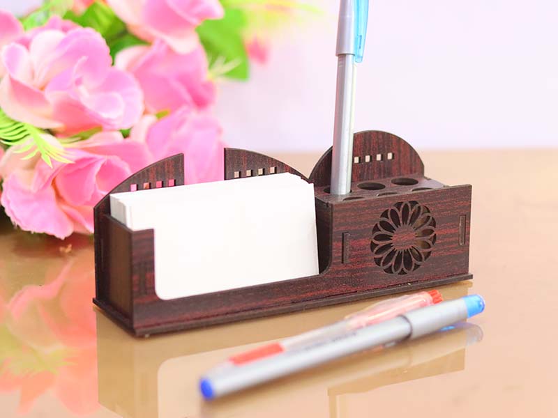 Laser Cut Desk Organizer Pen Stand Visiting Card Holder