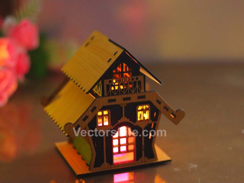 Laser Cut Dollhouse Plans Miniature House Tealight House Model