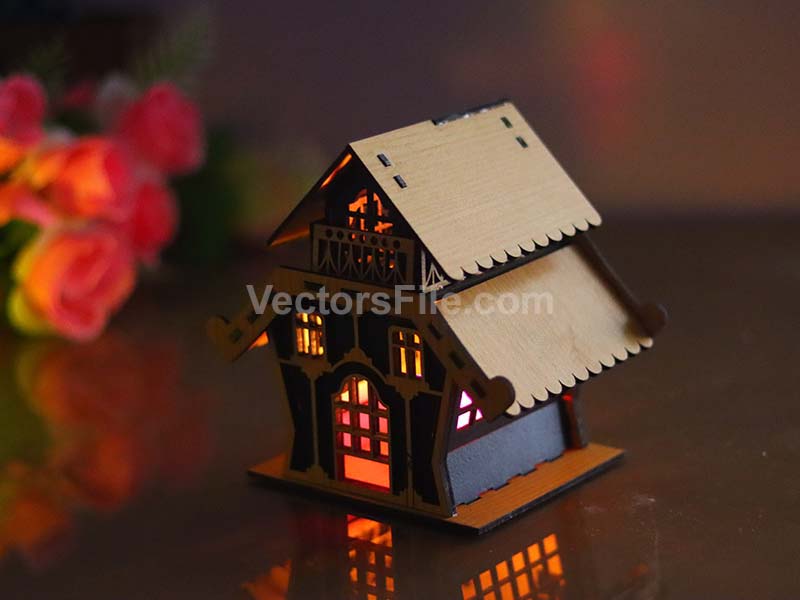 Laser Cut Dollhouse Plans Miniature House Tealight House Model