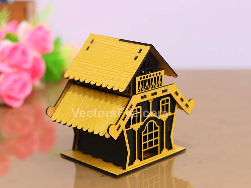 Laser Cut Dollhouse Plans Miniature House Tealight House Model