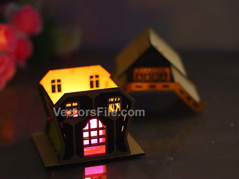 Laser Cut Dollhouse Plans Miniature House Tealight House Model