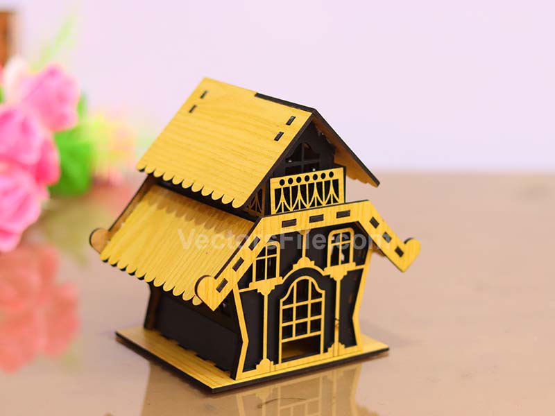 Laser Cut Dollhouse Plans Miniature House Tealight House Model