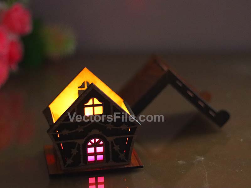 Laser Cut Dollhouse Plans Miniature House Tealight House Model