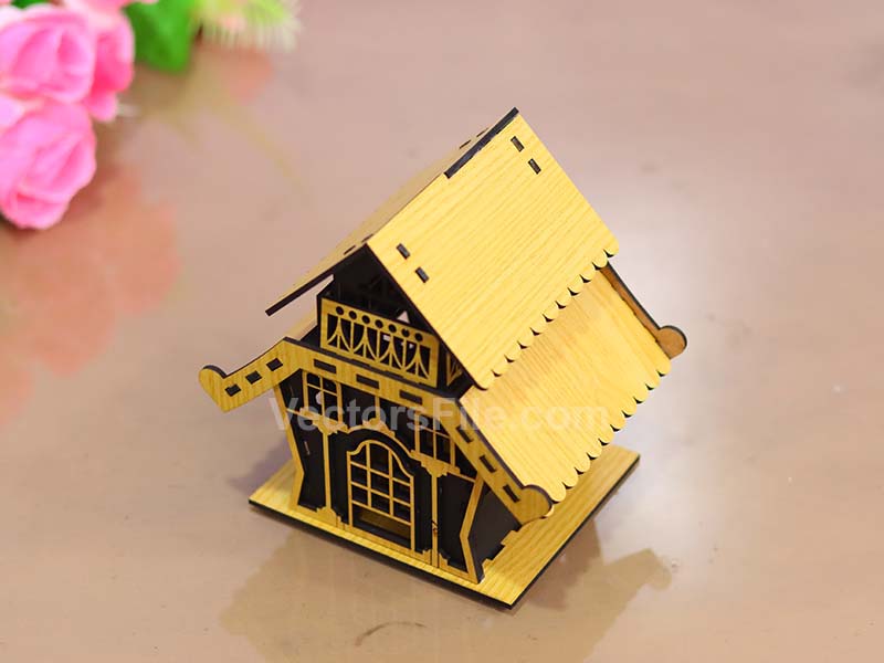 Laser Cut Dollhouse Plans Miniature House Tealight House Model