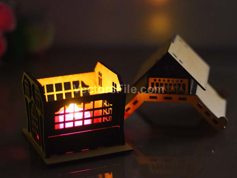 Laser Cut Dollhouse Plans Miniature House Tealight House Model