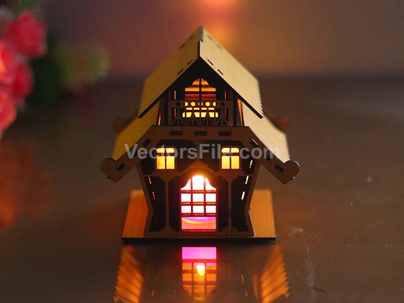 Laser Cut Dollhouse Plans Miniature House Tealight House Model