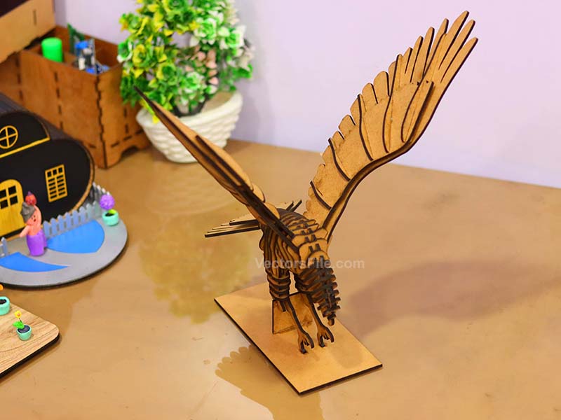 Laser Cut 3D Puzzle Eagle Toy Model with Stand Decoration