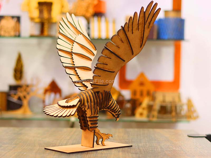 Laser Cut 3D Puzzle Eagle Toy Model with Stand Decoration