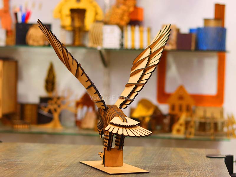 Laser Cut 3D Puzzle Eagle Toy Model with Stand Decoration