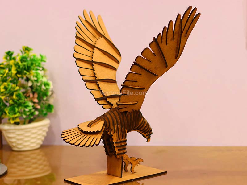 Laser Cut 3D Puzzle Eagle Toy Model with Stand Decoration