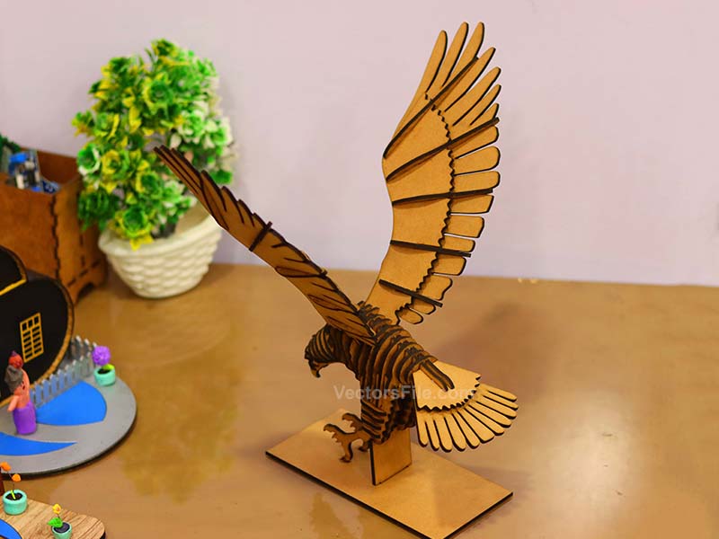 Laser Cut 3D Puzzle Eagle Toy Model with Stand Decoration