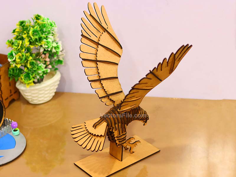 Laser Cut 3D Puzzle Eagle Toy Model with Stand Decoration