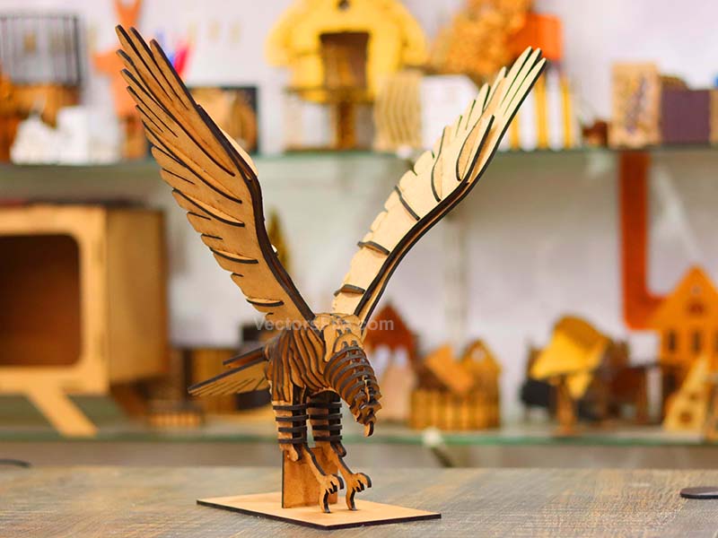 Laser Cut 3D Puzzle Eagle Toy Model with Stand Decoration