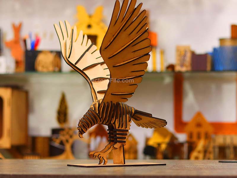 Laser Cut 3D Puzzle Eagle Toy Model with Stand Decoration