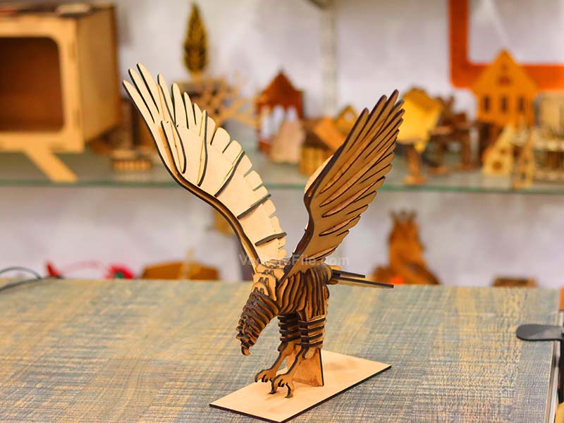 Laser Cut 3D Puzzle Eagle Toy Model with Stand Decoration