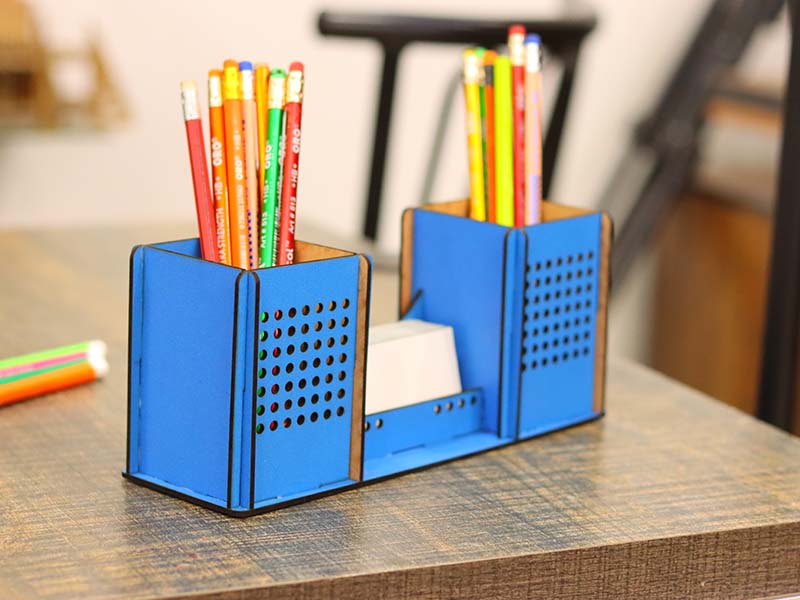 Laser Cut Pen Holder Template Office Desk Organizer