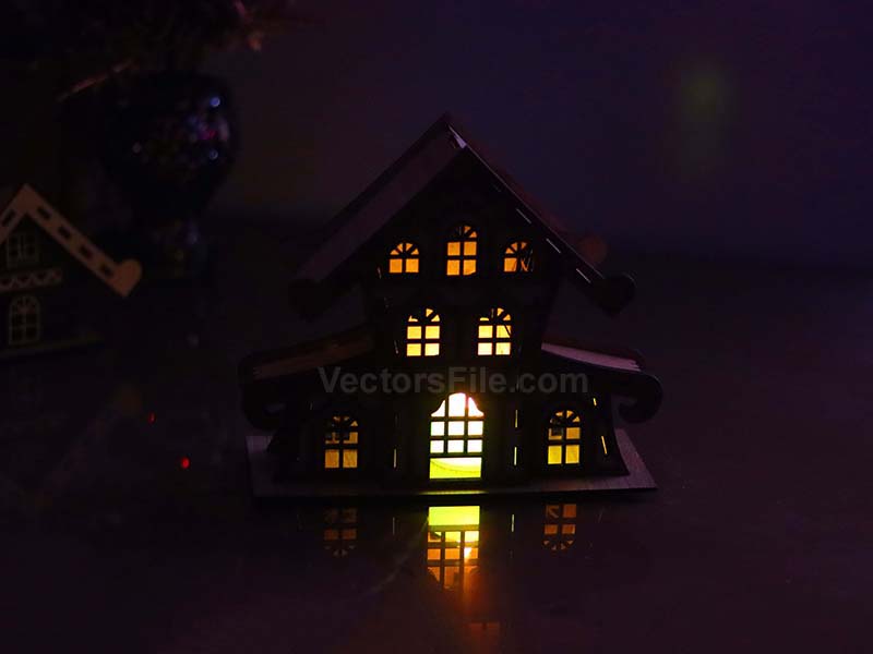 Laser Cut Christmas Houses Tealight Holder Wooden House Design