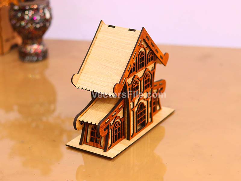 Laser Cut Christmas Houses Tealight Holder Wooden House Design