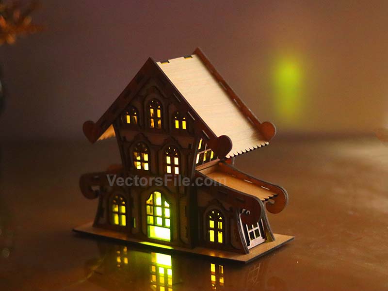 Laser Cut Christmas Houses Tealight Holder Wooden House Design