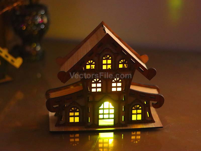 Laser Cut Christmas Houses Tealight Holder Wooden House Design