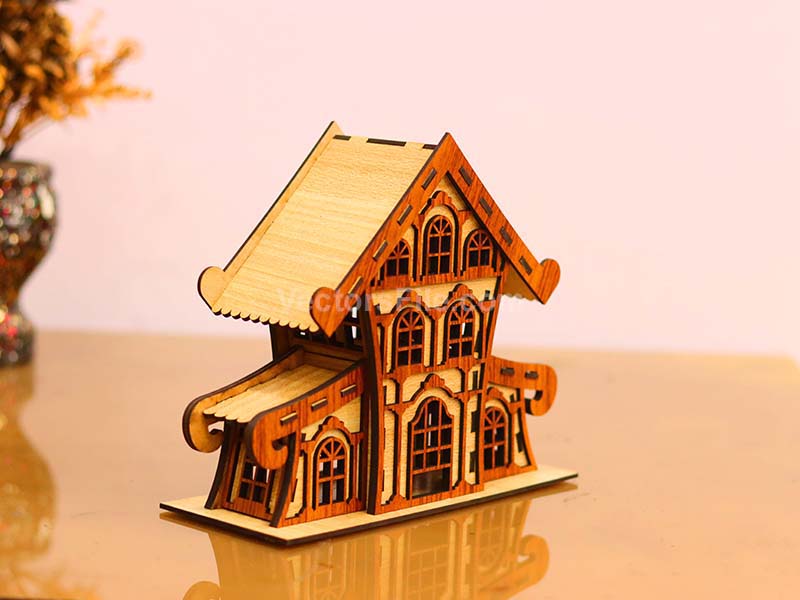 Laser Cut Christmas Houses Tealight Holder Wooden House Design