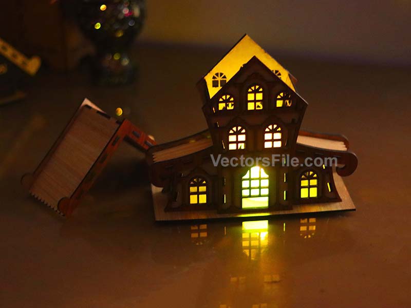 Laser Cut Christmas Houses Tealight Holder Wooden House Design