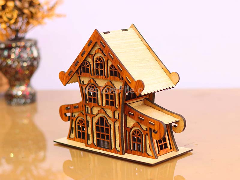 Laser Cut Christmas Houses Tealight Holder Wooden House Design